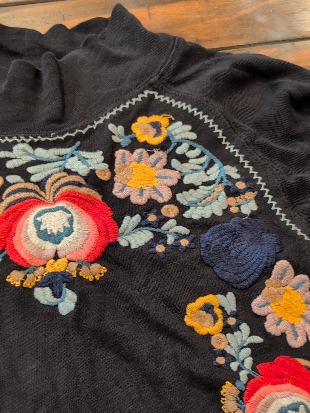 Free People Disco Rose Embroidered Long Sleeve Mock Neck - Picture 4 of 8